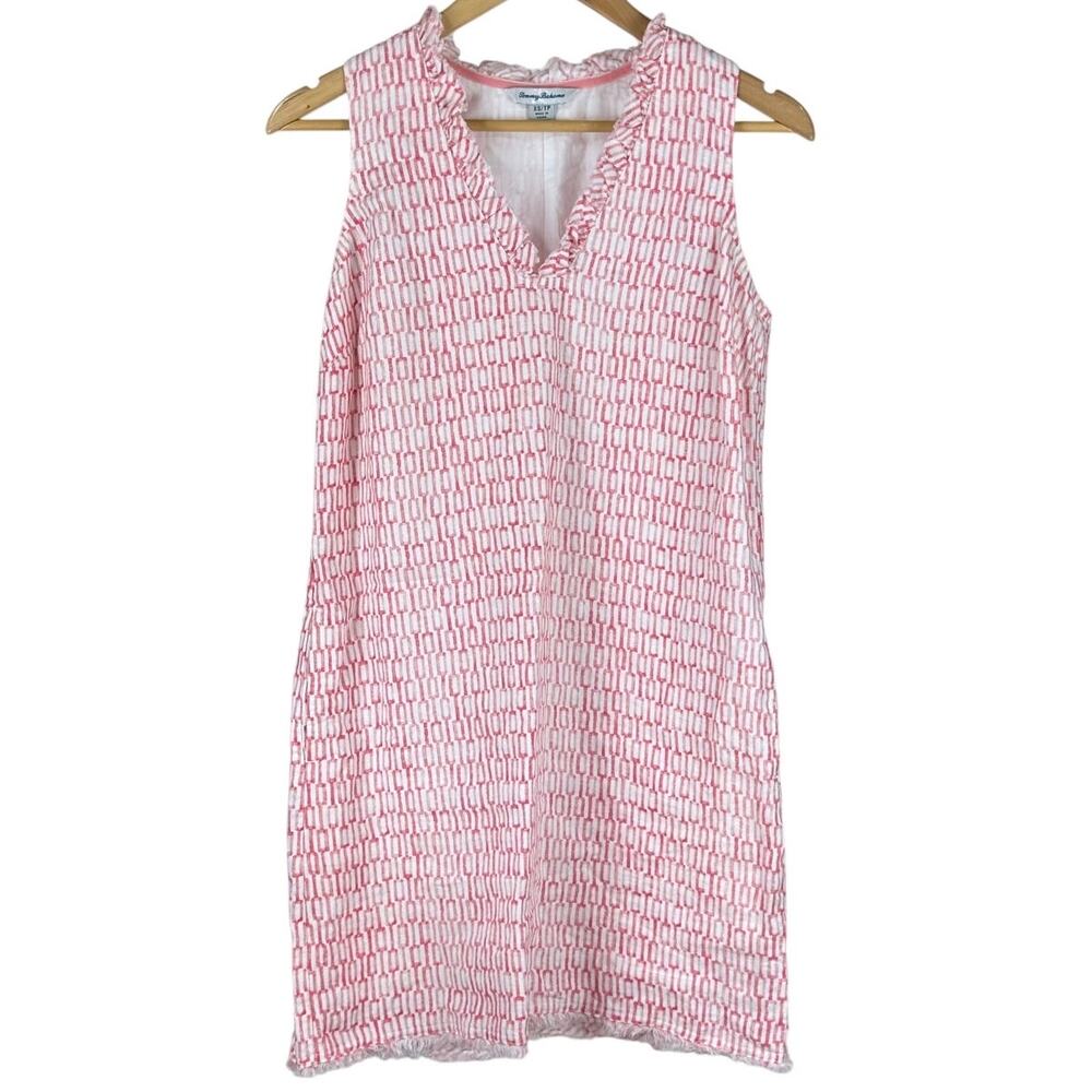 Tommy Bahama Island Key Ruffle Linen Dress Size X-Small Excellent Used Condition